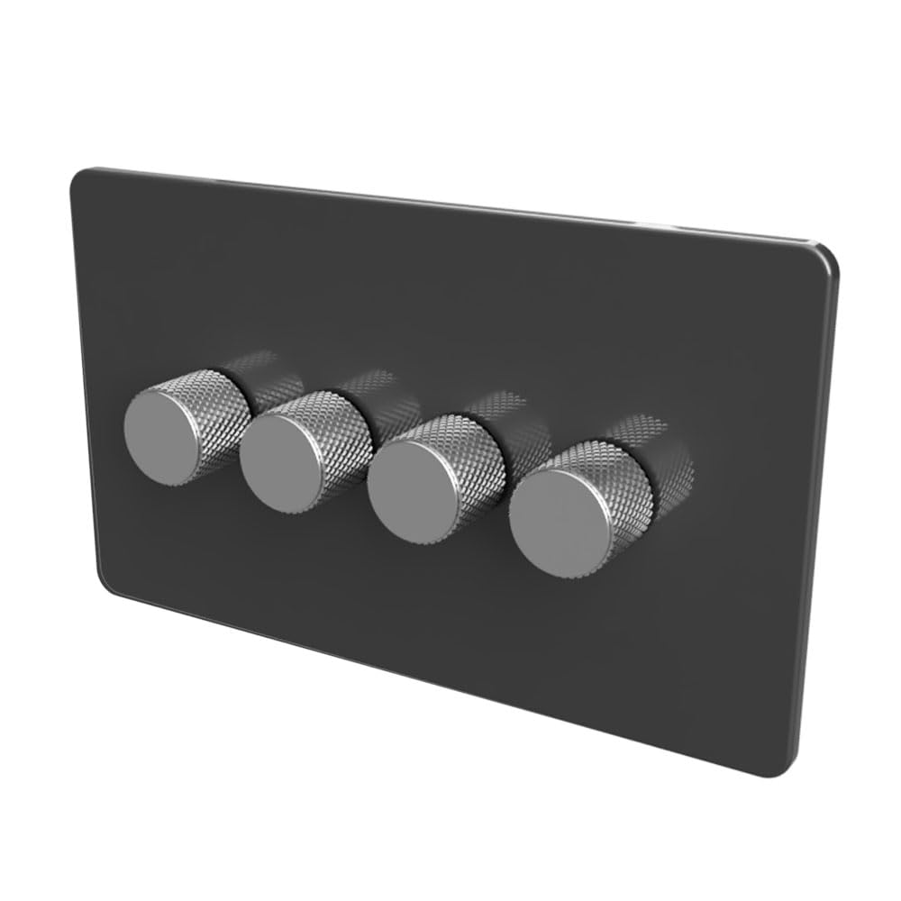SAMOTECH WIFI Smart DIMMER UK No neutral wire required, compatible with Alexa, Google, Tuya, Smart Life - Grey/Silver 4-Gang — image 1