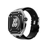 [レイスバモッド] ケースとバンド for アップルウォッチ ウルトラ 2 49 mm for Apple Watch 男性チタン合金ケース ソフト レザー ストラップ for Iwatch 45 mm シリーズ 9 8 7 Mod キット アクセサリー(Black-sb,49mm)