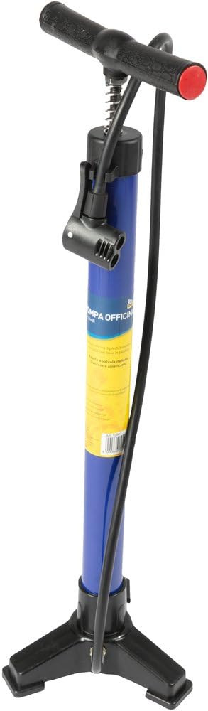 On Bike Pompa Officina A 3 Piedi Blu | Pompa Officina Bici Metallo Con Impugnatura A T E Base Stabile | Compatibile Valvole Presta Schrader Dunlop Per Gonfiaggio Professionale