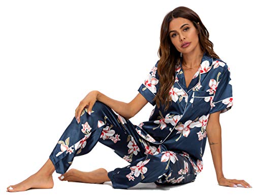 Descubre la mejor manicura y pedicura de LugoPulsa aqui 👈🏼 y pide cita GOSO-Pijama-de-saten-para-Mujer-con-Botones-de-Seda-Floral-Manga-Cortos-y-Pantalones-Ropa-de-Dormir-Conjuntos-Pijama-para-Mujer