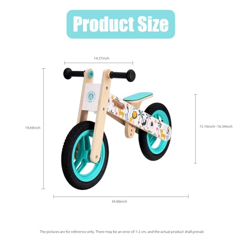 Image of Wooden Toddler Balance Bike, Kids Balance Bike for 3 Year Old with Adjustable Seat, No Pedal Toddler Bicycle for Kids 3-5 for Boys and Girls Birthday Gifts Toys