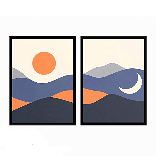 Kit 2 Quadros Decorativos Com Moldura Minimalista Luar