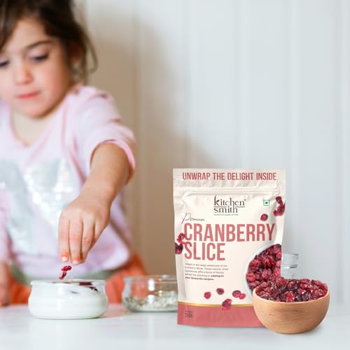 Image of KitchenSmith Cranberry Slice - Pack of 3 (250gm Each) | USA Origin Sliced Cranberries, Rich In Calcium, Healthy Snack For Kids & Adults Also Boost Immunity