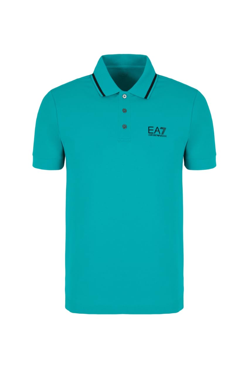 Emporio Armani EA7 Men's Core Identity Piquet Stretch Polo Shirt - 8NPF06, Spectra Green, L