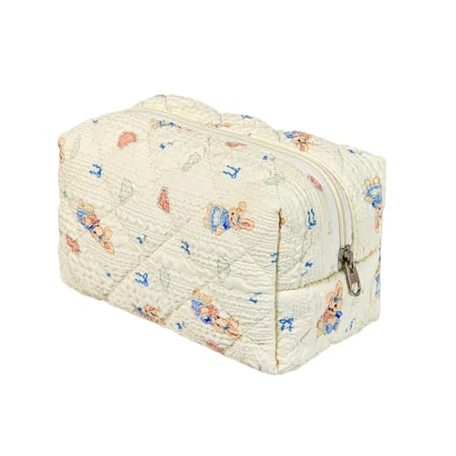 Bolsa de Maquillaje algodón con diseño Flores for Mujer, Bolso Mano portátil for Guardar cosméticos, Viaje Acolchado Cremallera para Viaje, Piscina, Gimnasio(M)
