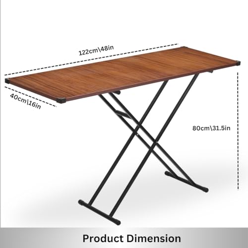 Image of Multi-Purpose Ironing Table | Foldable Iron Board with Wooden Finish Top | Heavy-Duty Metal Frame | Space-Saving Laundry & Utility Table for Home