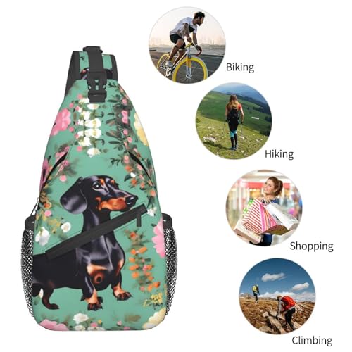 Mochila tipo bandolera floral para viaje y senderismo unisex miniatura 6