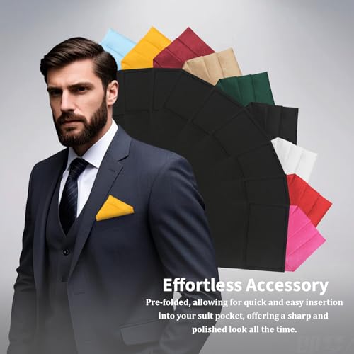 Image of Mens Pre-Folded Pocket Squares on Card Pocket Handkerchief for Suit Accessories