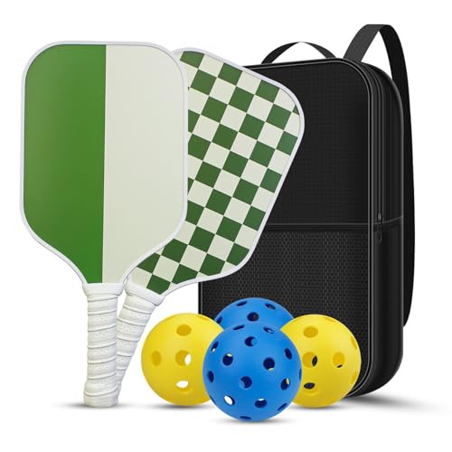 Raquetas y bolas para pickleball,Juego de raquetas para pickleball | Raquetas deportivas de pickleball con pelotas y bolsa, entusiastas del pickleball y principiantes Raquetas con mango ergonómico pe