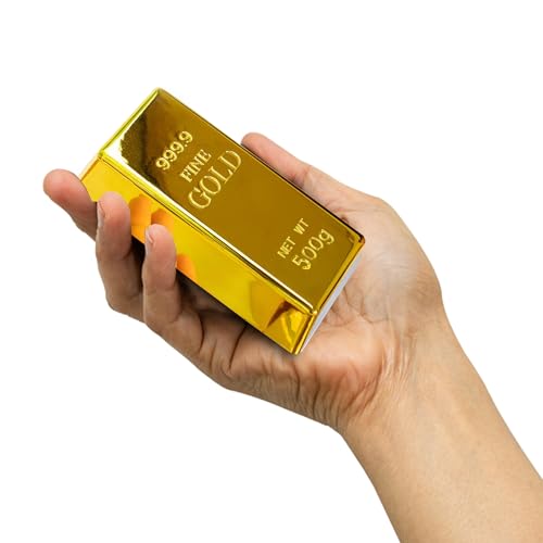 Vaulted Skulls & Co Fake Gold Bar Replica | Novelty Pirate Party Decorations (Gold, Medium) | Hollow