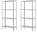 Produktbild 2 x Metallregal, Schraubregal mit vier Böden. Metall, pulverbeschichtet. In Weiß mit glänzendem Oberflächenfinish. Hält 40 kg pro Boden. 75 x 30 x 150 cm