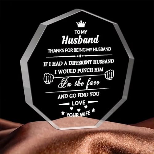 Image of DIGI ARTS Husband Appreciation Gift Acrylic Plaque - Romantic Gift for Husband from Wife, Funny Love Desk Decor, Anniversary Birthday Valentine's Day Keepsake, Crystal Clear Acrylic Sign 13x13 cm