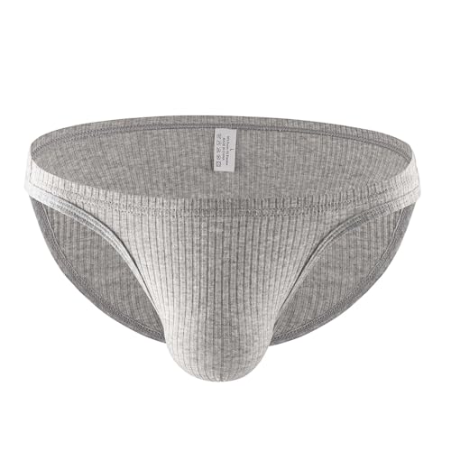 Men's Ribbed Briefs Underwear with Pouch Soft Breathable Sleep Lounge Lingerie for Men