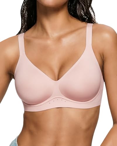 As Fairy Womens Bra Wireless Push Up Lift Supportive No Wire Ladies Seamless No Show Moisture-Wick Brasieres para Mujer(Light Pink 38A)