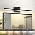 VOLISUN Modern Bathroom Vanity Light 24 inch, Rotatable, 14W Dimmable 5CCT Led Bathroom Light Fixture Over Mirror, Black Bar Vanity Light for Bathroom Mirror Restroom-ETL Certificated