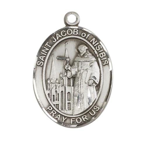 Saint Jacob of Nisibis Medal Necklace– Men's Sterling Silver Pendant with 24-Inch Light Chain and Gift Box, Catholic Religious Necklace - Made in USA2