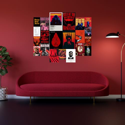 Image of Yellow Town India Weeknd Starboy Core Collage Kit | Set of 21 MultiSized Posters with Wall Friendly Adhesive | 300 GSM Grunge Posters for Bedroom, Living Room, Dorms & Hostels