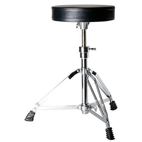 Fame Drumhocker D4001, doppelstrebig, stufenlos höhenverstellbar von 45 cm – 59 cm, breite Gummifüße, gepolsterte Sitzfläche, verchromt, für alle Altersgruppen