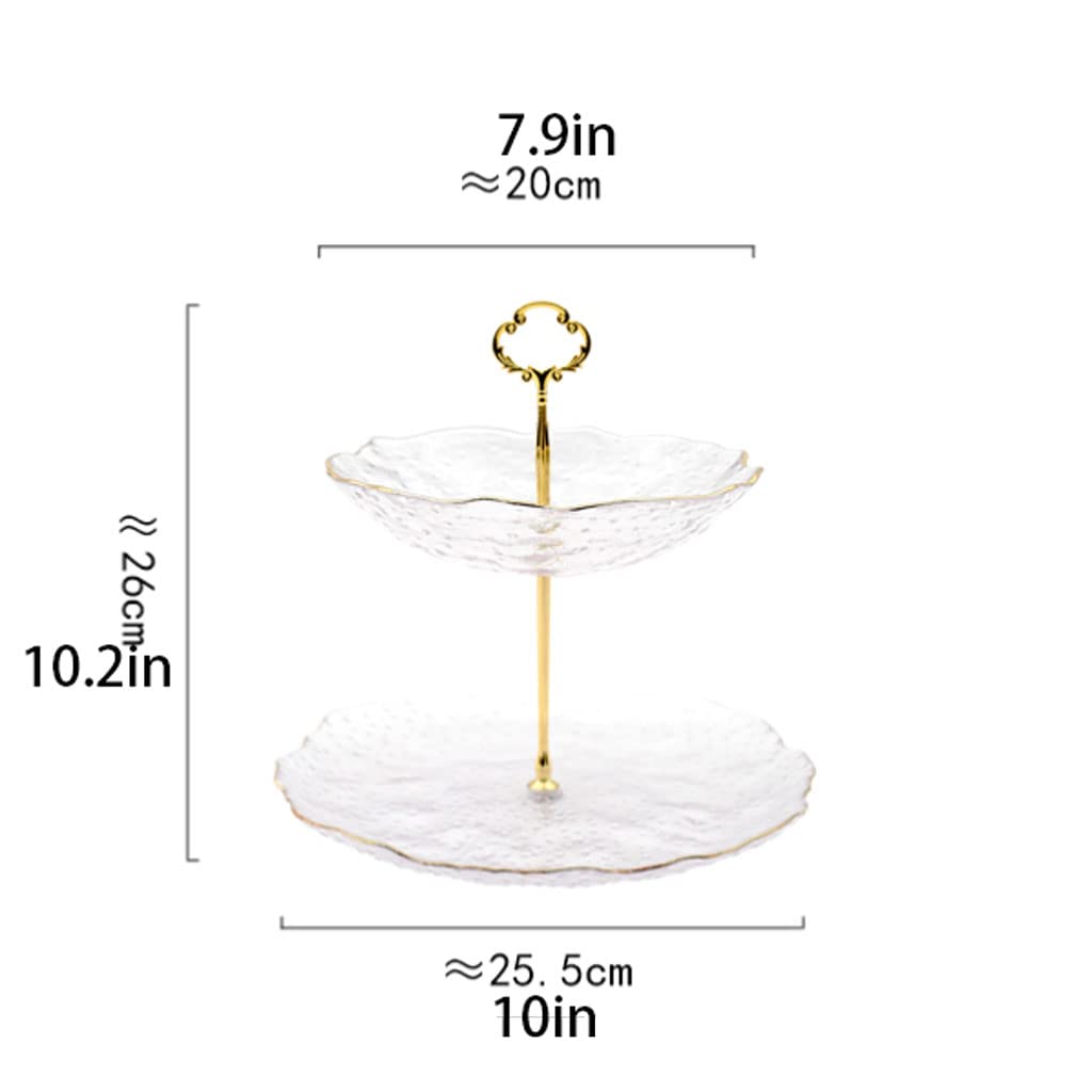 Postres Soporte Escalonado para Servir postres de Vidrio Transparente Soporte para Pasteles con luz de Poste Dorado Bandeja de Torre de Aperitivos de Frutas de Lujo para Fiesta de té Boda Frutos