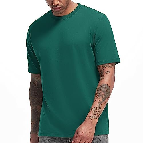 VEIISAR Herren Dickes Rundhals Langarm T-Shirt - Herren 100% Baumwolle Heavy Duty Pre Shrink T Shirt