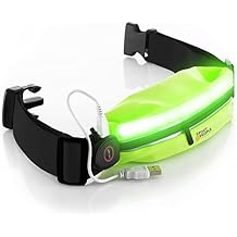 sport2people LED Reflective Running Belt Pouch with USB Rechargeable Light, Reflective Running Gear for Men, Women,Phone Holder for Runners,Visibility Running Safety Lights Belt for Safe Night Running