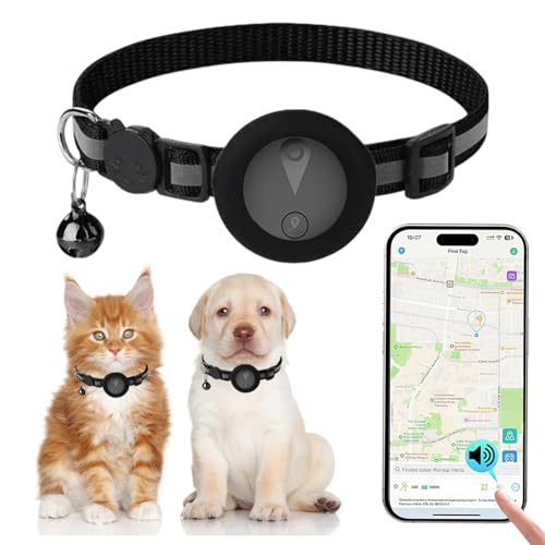 Collare GPS per Gatti Compatibile con Sistemi iOS e Android Tractive GPS per Cani Riproduzione Della Cronologia dei Tracciati (7 giorni) Localizzatore GPS Cani Tracciamento Impermeabile (IP67) -Nero