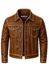 Tan Brown Wax Leather Jacket