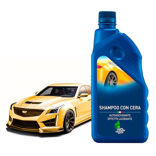 Avilia Shampoo Cera Autoasciugante - Protezione Completa per la Tua Auto, con Effetto Protettivo e Detergente, Rimuove Polvere e Pioggia, Adatto a Gomma e Plastica, 1L