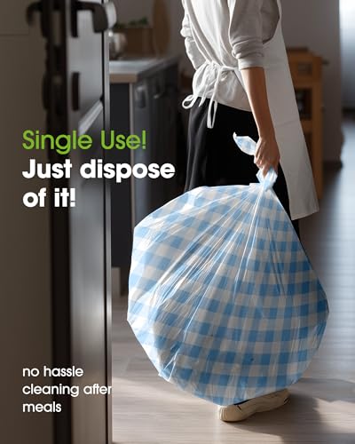 Image of Pureegg Plastic Table Cloth Disposable 8 Pack, 54 x 108 Inch Table Cloths, Party, Picnic, Decorative Gingham Tablecloths, Rectangle, Blue and White Checkered Cover, Leakproof & Sturdy, Blue Plaid
