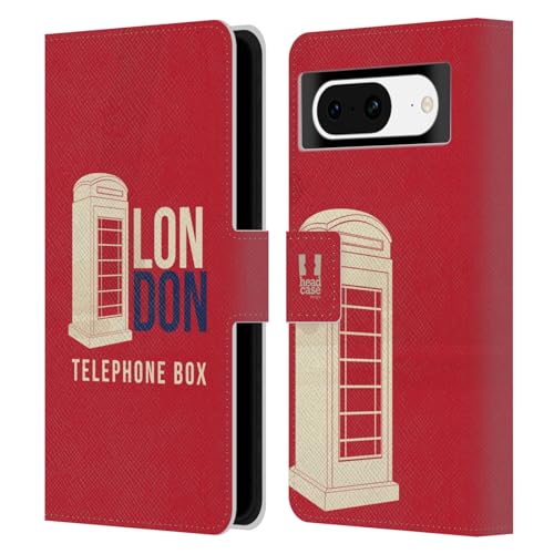 Head Case Designs Telephone Box London Best Leather Wallet Case Compatible With Google Pixel 8
