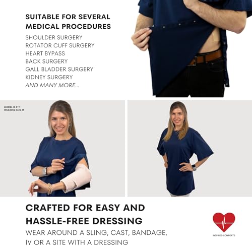 Inspired Comforts Left Shoulder & Side Access Post Surgery & Rehab Unisex Snap Shirt3