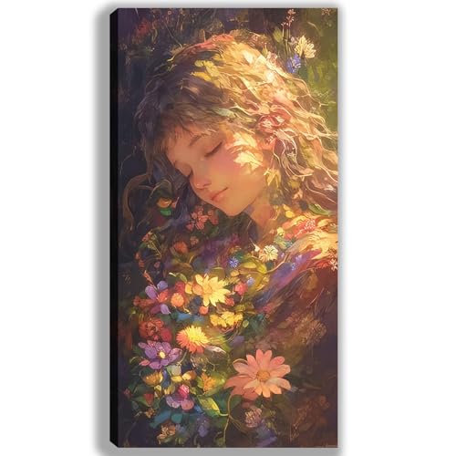 Pintar por Numeros Adultos Flor Paint by Numbers Adult Chica Cuadros para Pintar por Numeros 40x100cm Lienzos con 3 Pinceles e Pigmento Acrílico, Decoracion Hogar Pared Habitacion,Regalo, -fu324u