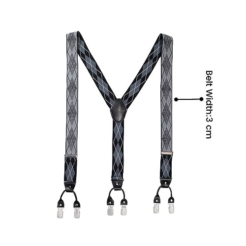 Image of The Tie Hub Suspenders for Men Elastic Adjustable Y Back Braces with Strong Metal Clips for Wedding Formal Office Wear