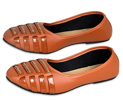 Image of Synthetic Leather Women Fashion Designer for Girls Women Casual Footwear Party Best Festive and Occassional Juti Fashionable Loafer Jutti Women Fashion Slipper Loafer Shoes I (Patti Bellies) I