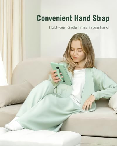 MoKo Case für 6 All-New Kindle (11. Generation-2024/2022 Release), Leichte Hülle mit Handschlaufe Auto Wake/Sleep für Kindle 11. Generation 2024 e-Reader, Agave Grün