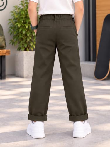 Image of KiddoPanti Boys 100% Cotton Twill Chinos Pant | Comfortable Regular Fit | 2 Side Pocket, 2 Back Pocket | Ankle Length | Back Elasticated Waistband with Button Zip Open Fly