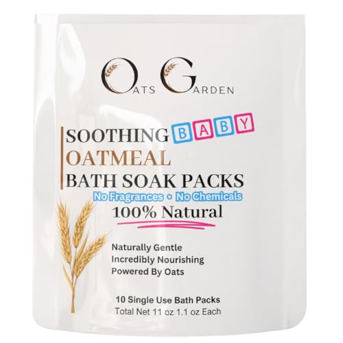 Oats Garden - Baby Oatmeal Bath Soak - Organic Oatmeal, Colloidal Oatmeal & Calamine Clay for Eczema Relief - No Mess Soak Bags, 10 Pack (1 oz each) - Soothes Irritated Skin for Babies & Children