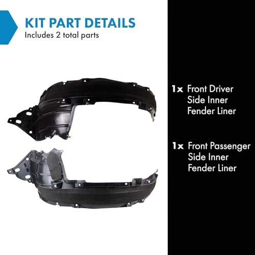 Image of TRQ Front Driver and Passenger Side Inner Fender Liner Set Compatible with 2020-2022 Honda CR-V Hybrid Touring EX EX-L 2020 Honda CR-V Hybrid LX