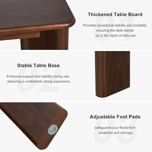 Image of Casaphoria 67 inch Farmhouse Dining Table for 6，Wood Rectangular Living Room Table, Modern Kitchen Table with Sturdy Base & Thickened Tabletop, Easy to Assembly & Clean, Walnut