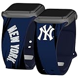 Game Time New York Yankees Paint Stripe HD Watch Band Compatible with Apple Watch (42/44/45mm Long)