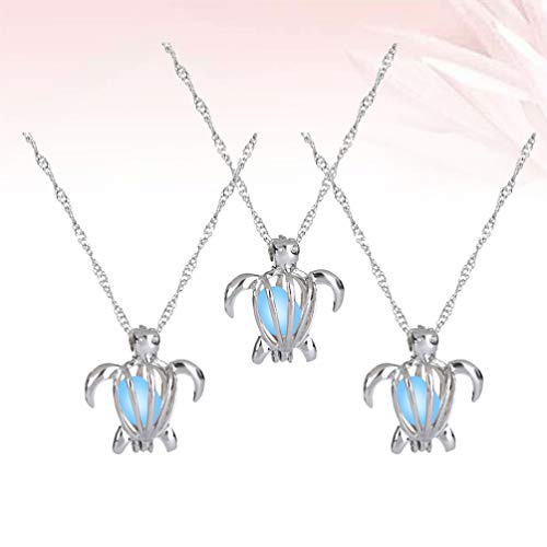 HEALLILY 3 Pcs Brilho MÃ¡gico No Escuro Colar Luminoso Tartaruga Vintage MedalhÃ£o Colar de Pingente