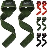 AQF Premium 100% Suede Leather Weight Lifting Straps - Handmade, Neoprene Padded Heavy Duty Gym Lasso Lifting Straps for Deadlifts, Rows, Pull-Ups Extra Long (Green)