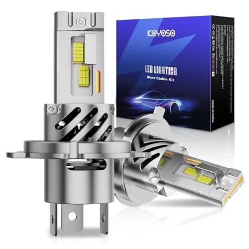KOYOSO H4 Led 120W 30000LM 6000K Bianco, 600% Più Luminose Delle Alogene,Lampadine H4 Led Auto Abbagliante o Anabbagliante, Ventola Di Raffreddamento Attivo, Plug-And-Play Per Auto 12V, 2 Pezzi