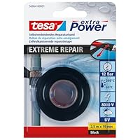 tesa extra Power Extreme Repair Reparaturband - Selbstverschweißendes Reparaturband aus Silikon zum Isolieren und Abdichten - 2,5 m - Schwarz