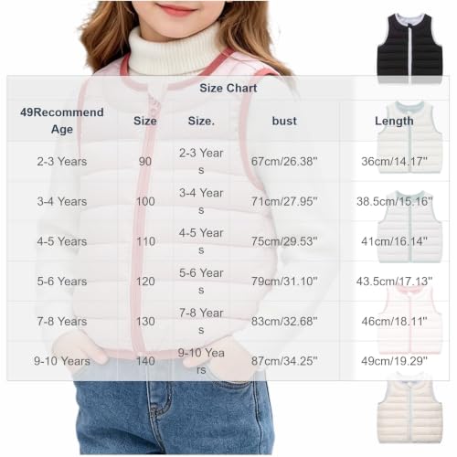 Girls Puffer Vest Lightweight Sleeveless Collar Zip Packable Winter Jacket - image 4