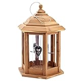 Large Hexagon Cedar Gazebo Bird Feeder | Hanging Cedar Feeder with Feeding Platform and Perches