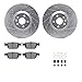 Dynamic Friction Company Front Brake Rotors-Drilled and Slotted-Silver with 5000 Euro Ceramic Brake Pads includes Hardware 7612-27050