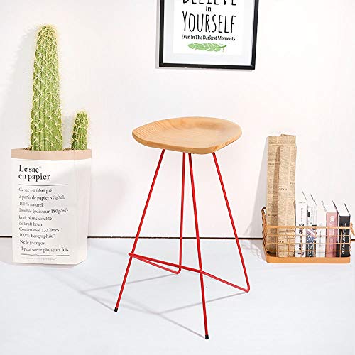 Teerwere Bar Chair Wood And Iron Rustic Barstool,For Counter Pub Kitchen 4 Colors Home Chair Swivel Barstool (Color : Red, Size : 45X40X70Cm) #TOP2