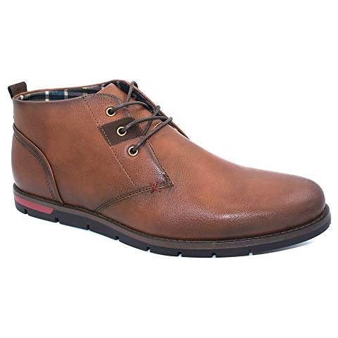 Top Staka Men's Lace Up Brogues Smart Formal Boots Dress Leather Oxford Business Casual Shoes Tan Cover