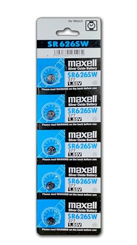 Image of Maxell SR626SW 1.55V Silver Oxide Battery (Pack of 5)